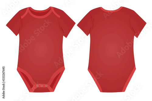 Red  baby girl bodysuit. vector illustration