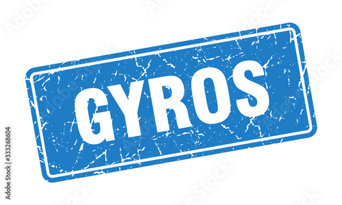 gyros stamp. gyros vintage blue label. Sign