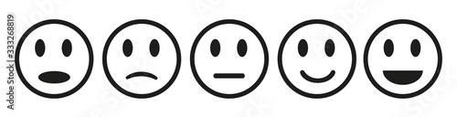 Happy smiley, funny smile, scared and sad emoticon, for sites and applications smiley icons. Smiley icon set.