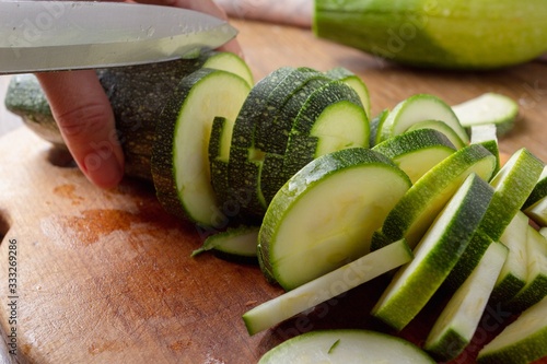 Zucchini cut on board, fres...
