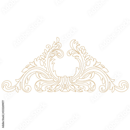Golden vintage baroque ornament, corner. Retro pattern antique style acanthus. Decorative design element filigree calligraphy vector. - stock vector 