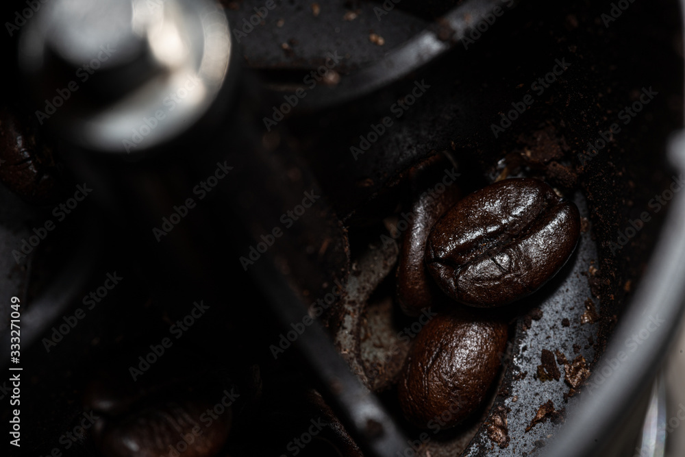 Roasted Coffee beans in Macro picture Roasted Coffee beans in Macro picture