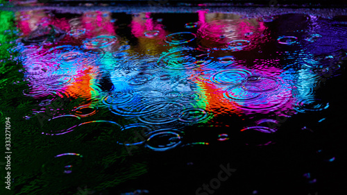 Colorful colors as a reflection in the water of a puddle