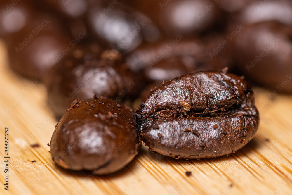 Roasted Coffee beans in Macro picture Roasted Coffee beans in Macro picture