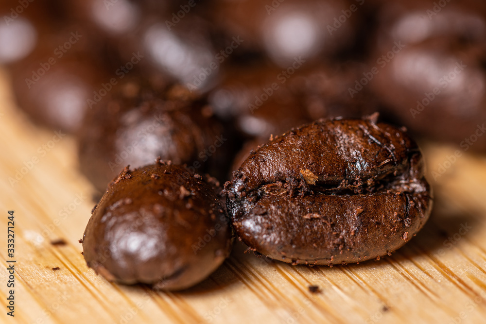Roasted Coffee beans in Macro picture Roasted Coffee beans in Macro picture