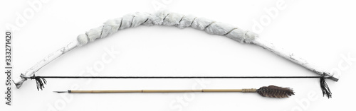 Fényképezés wooden hunting white bow on a white background