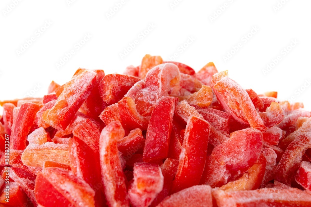 Frozen bell pepper and raw vegetable food, cold. Frozen bell pepper and raw vegetable food, cold.