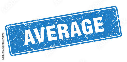 average stamp. average vintage blue label. Sign