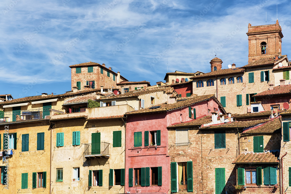 Colorbul buildings at old city of Siena