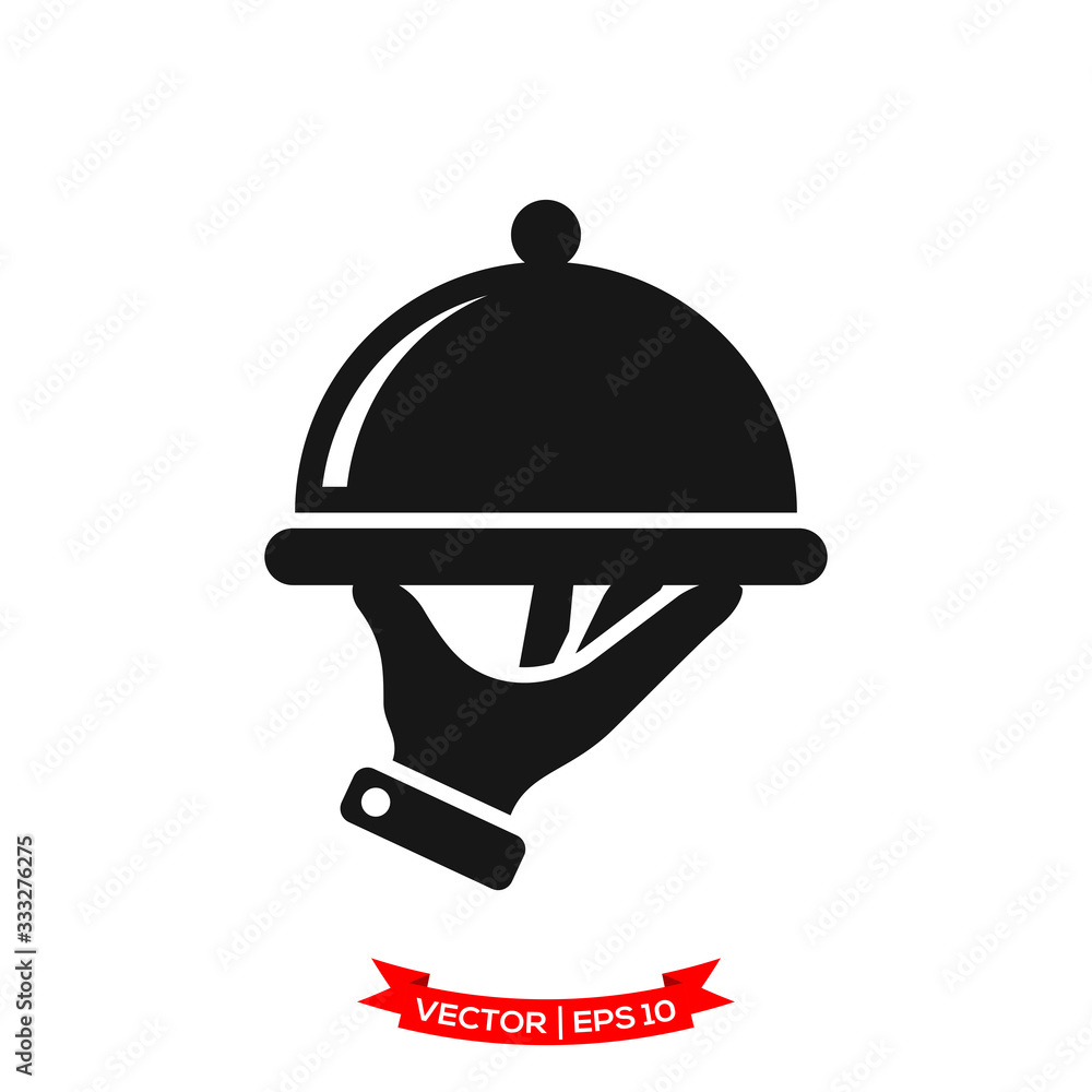 Fototapeta premium serving icon in trendy flat design, restaurant icon, dish icon, food of tray vector icon