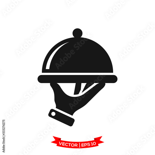serving icon in trendy flat design, restaurant icon, dish icon, food of tray vector icon