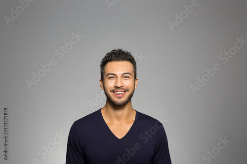 studio portrait of an excited man 