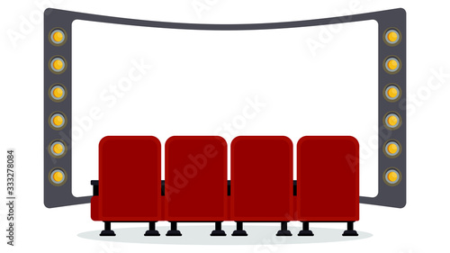 Cinema seats illustration. Flat vector objects isolated on a white background.