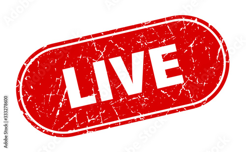live sign. live grunge red stamp. Label