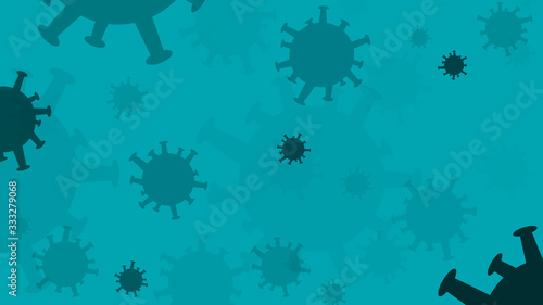 Abstract turquoise background with silhouettes of microbe