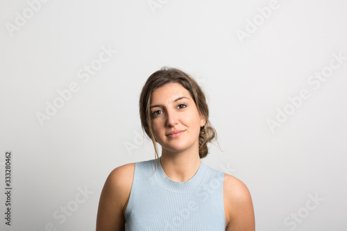 Studio portrait of a thoughtful young woman 