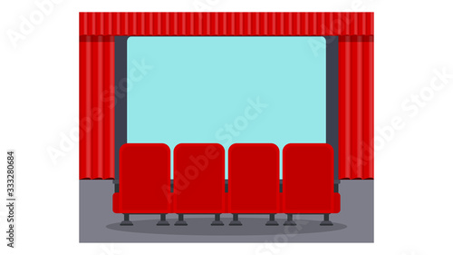 Cinema seats illustration. Flat vector objects isolated on a white background.