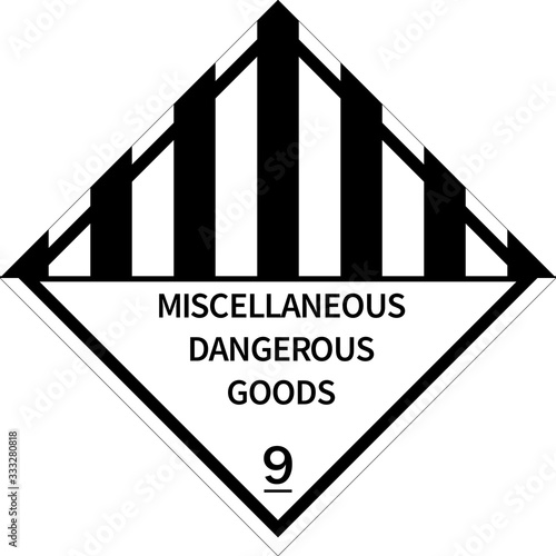 Miscellaneous Dangerous goods sign. Placards class 9. Perfect for transport vehicles, backgrounds, backdrop, sticker, label, sign, symbol and wallpapers.