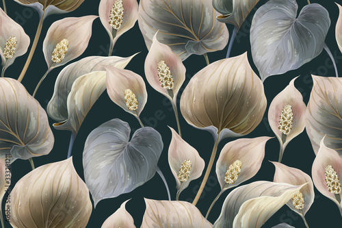 Calla flowers seamless pattern background
