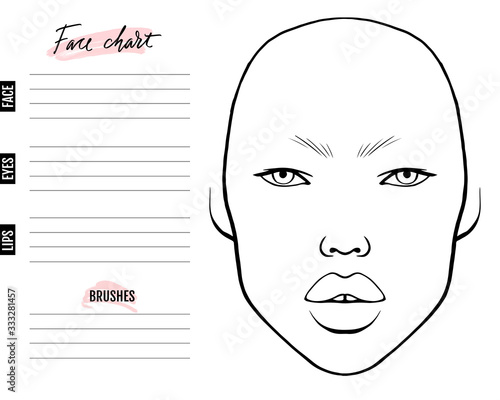 Face chart Blank. Makeup Artist Vector template.