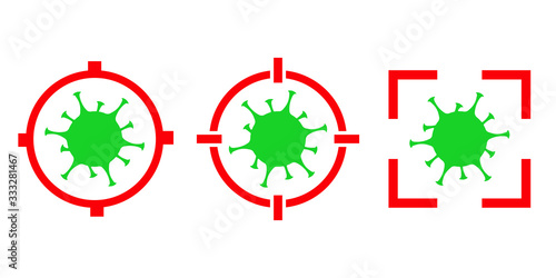 Coronavirus target, virus icon, COVID-2019 sight sniper, outbreak coronavirus, pandemic, medical, healthcare, infectious, virology, epidemiology concept, corona virus 2019-nCoV crosshair and aim