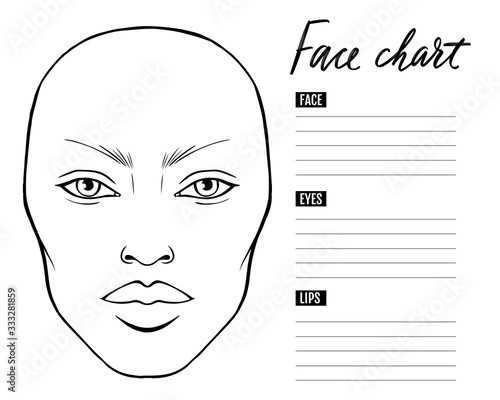 Face chart Blank. Makeup Artist Vector template.