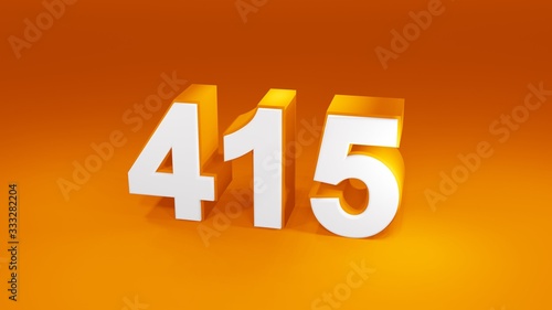Number 415 in white on orange gradient background, isolated number 3d render