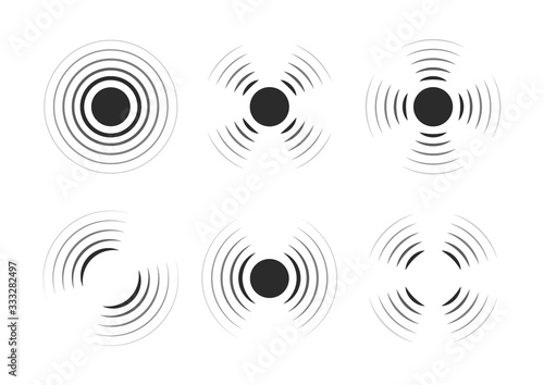 Set of radar icons. Sonar sound waves. Modern flat style vector illustration