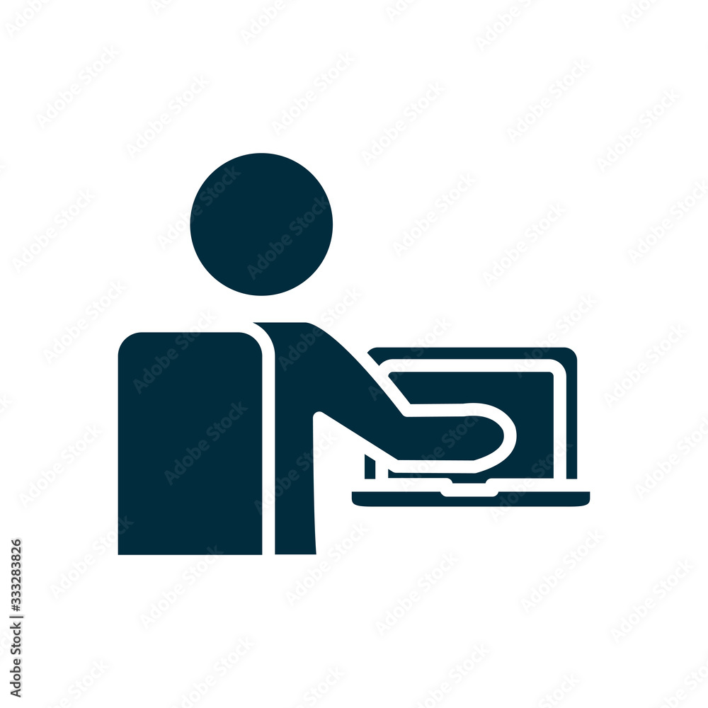 avatar student with laptop computer icon, silhouette style avatar student with laptop computer icon, silhouette style