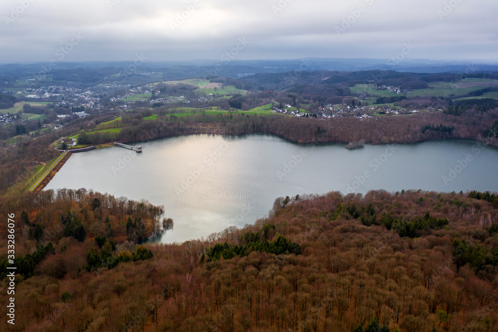 wiehltalsperre dam germany from above