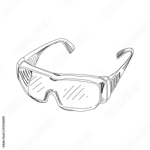Safety glasses, hand drawn retro vector illustration.
