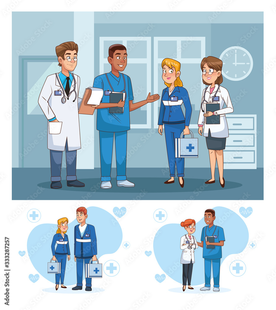 professional doctors staff in hospital characters professional doctors staff in hospital characters