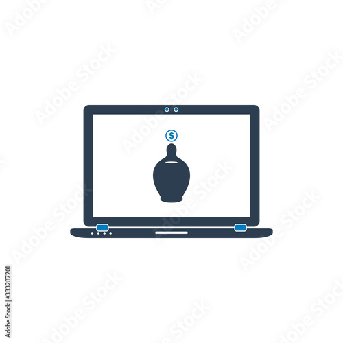 Online Donation Icon. Editable Vector Symbol Illustration.