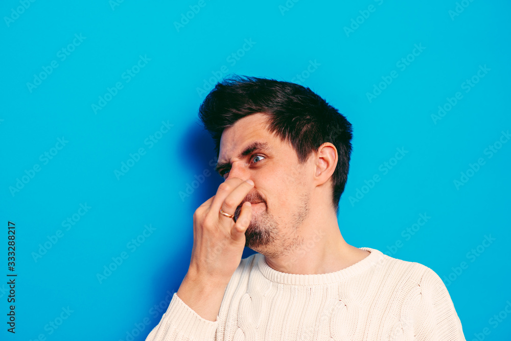 The stench. Closes the man's nose The stench. Closes the man's nose