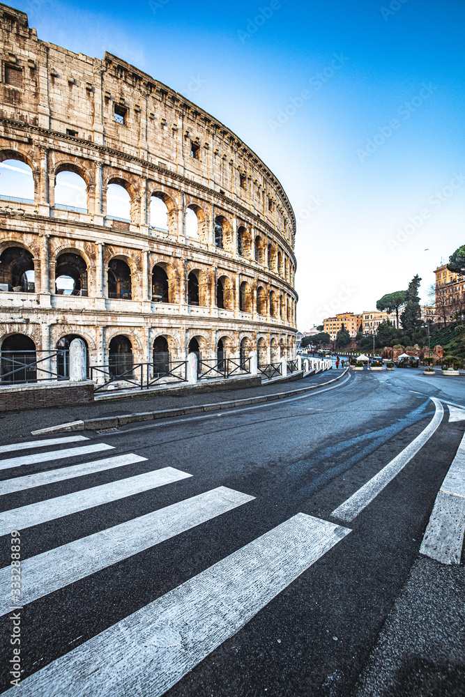 The Coliseum in Rome at sunrise.