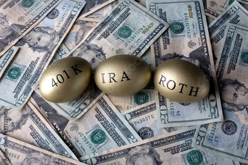 Money and gold nest eggs concept for retirement, savings, and financial planning