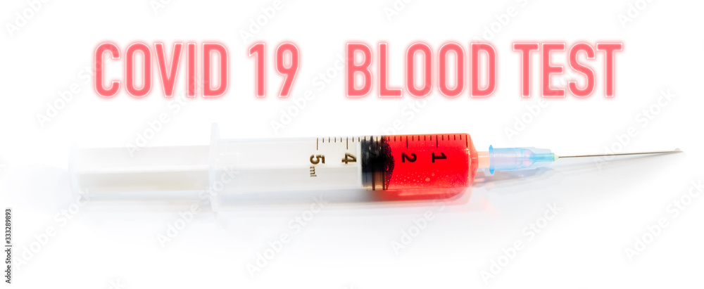Syringe with blood test positive analysis from COVID-19. Covid 19-NCP virus: Coronavirus epidemic, quarantine, virus test and research concept. Positive to the novel Coronavirus test blood sample. Syringe with blood test positive analysis from COVID-19. Covid 19-NCP virus: Coronavirus epidemic, quarantine, virus test and research concept. Positive to the novel Coronavirus test blood sample.