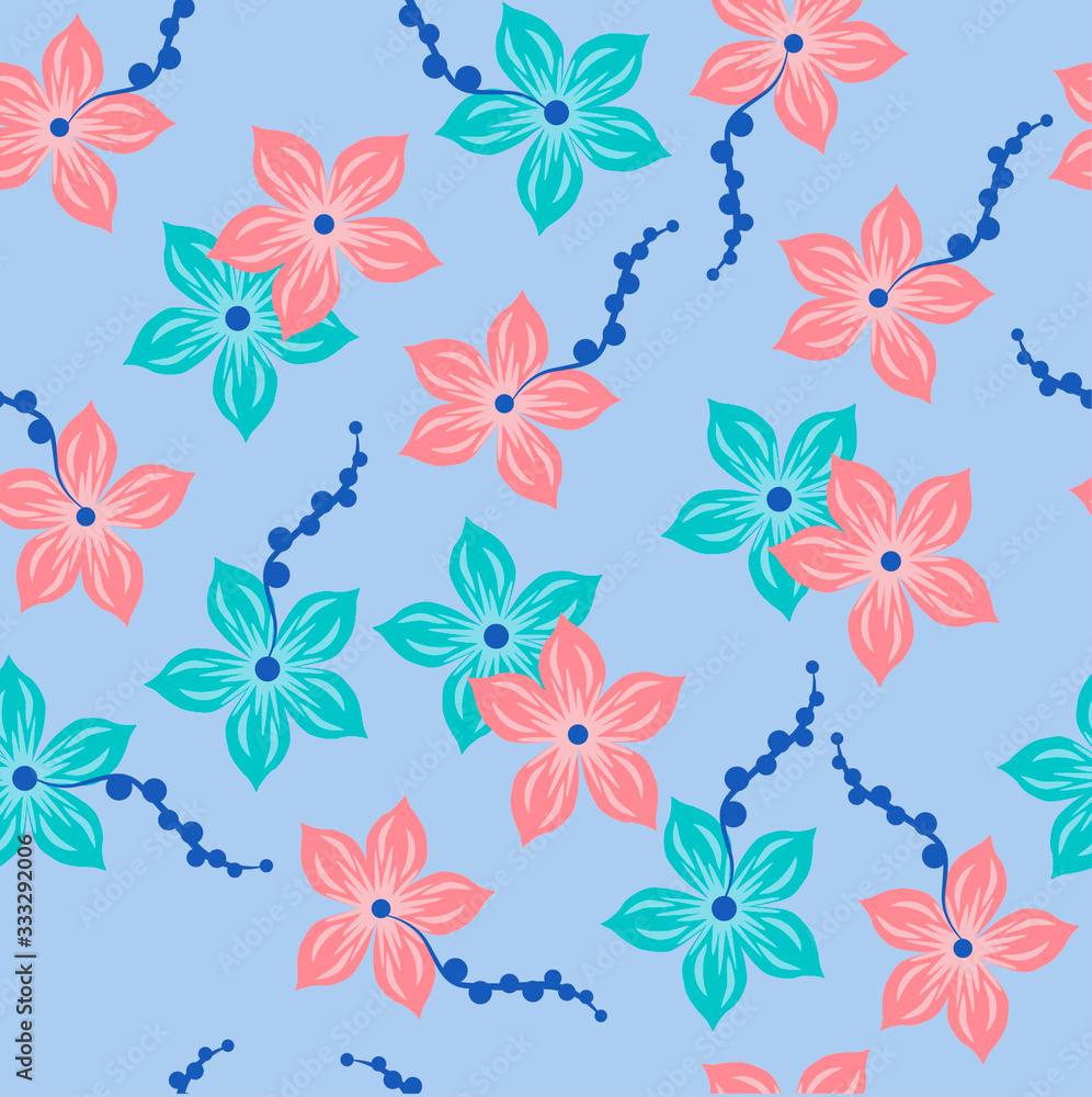 seamless floral pattern on a light background for textile design and greeting card design