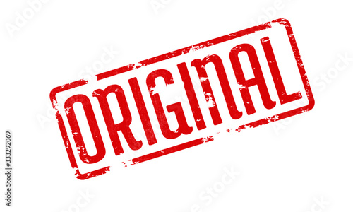 Original Creative Distressed Red Color lettering on white background. Stamp