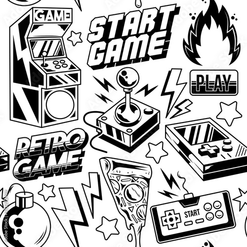 Seamless pattern with gamers elements