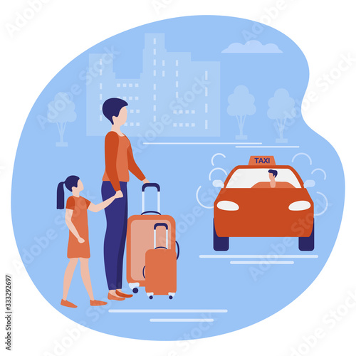 Vector People suitcase Travel Taxi Transportation