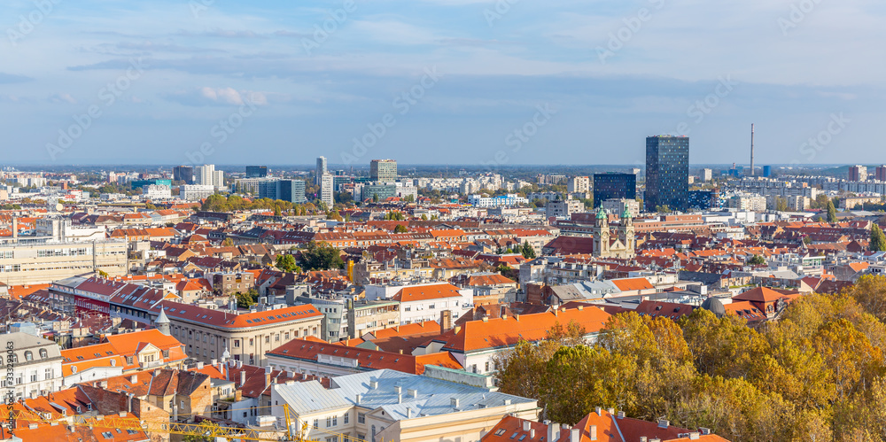 Aerial view Zagreb city in Croatia 