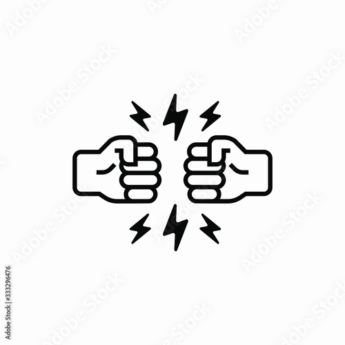 bro fist bump punch vector icon design line illustration clip art isolated on white background 
