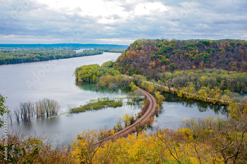 Canvastavla Mississippi River and Wooded Bluffs at Iowa Border