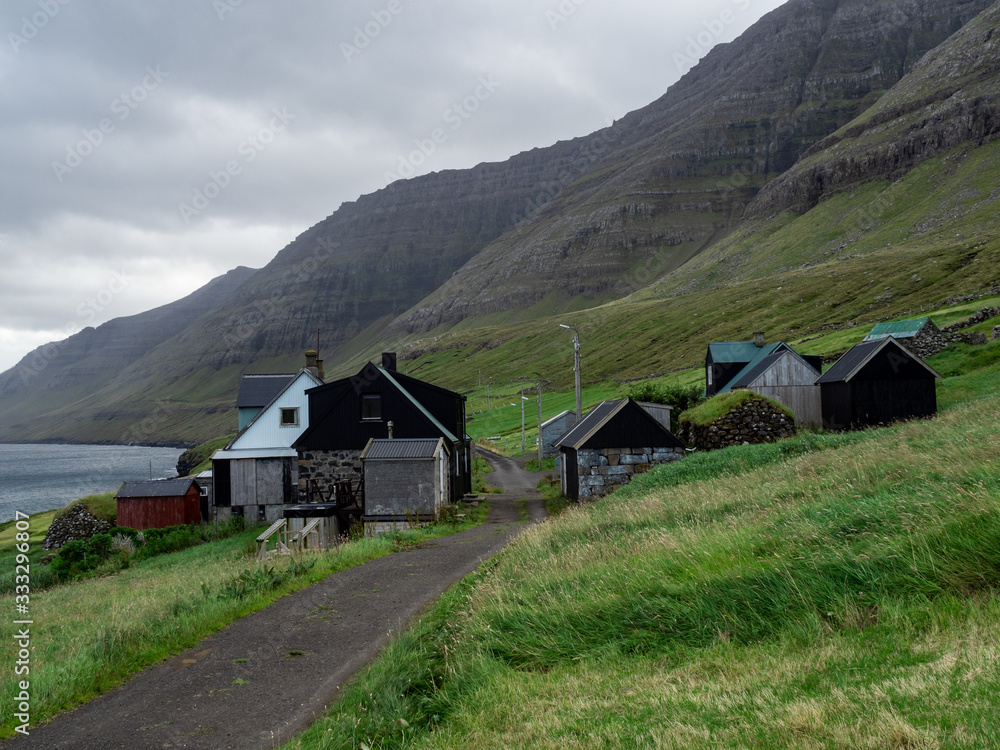 Faroe Islands. Múli village. View over abandoned village.