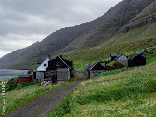 Faroe Islands. Múli village. View over abandoned village.