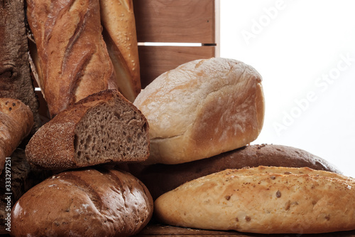 baked bread isolated on whi...