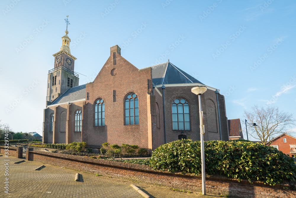 Tall protestant church in the small town of Hazerswoude-dorp, Netherlands. Tall protestant church in the small town of Hazerswoude-dorp, Netherlands.