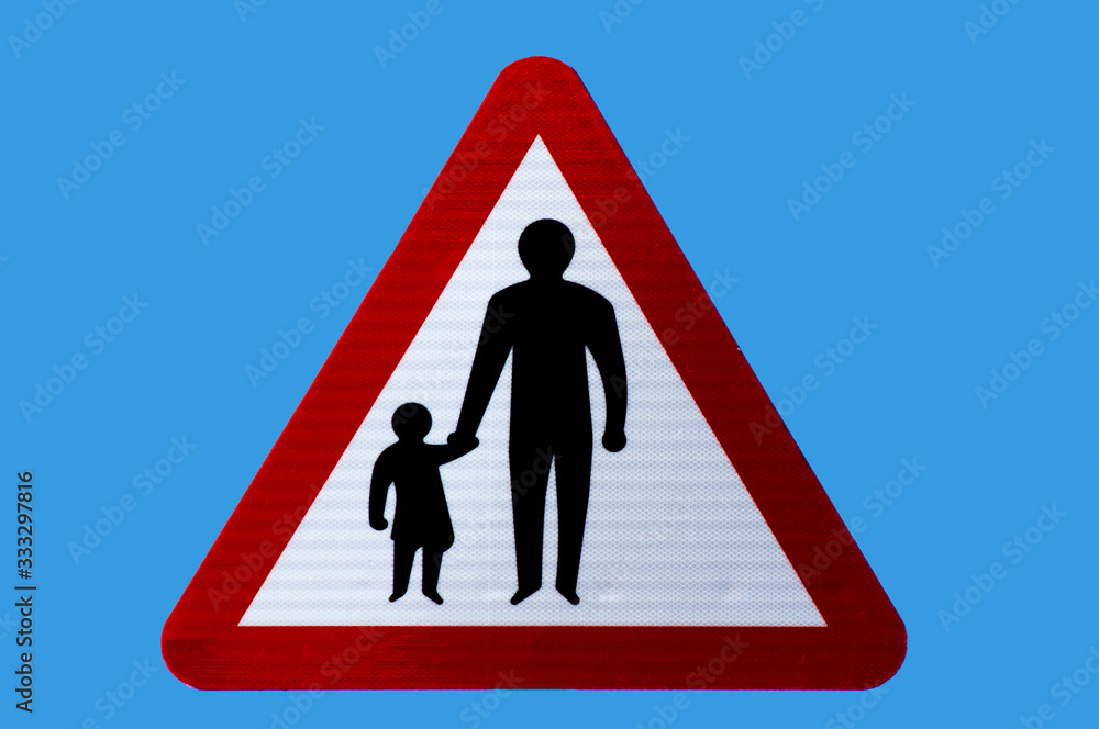 Pedestrians roadside warning sign Pedestrians roadside warning sign