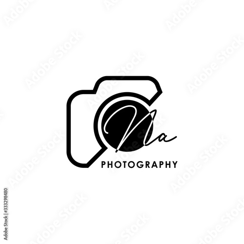 Initial Letter NA with camera. Logo photography simple luxury vector.